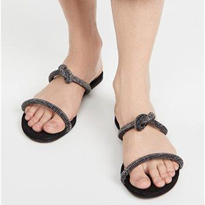 Schutz Valerie Black Beaded Slides Size 8.5 New in Box